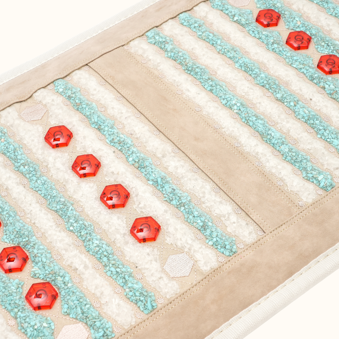 Close up of portable beach beige